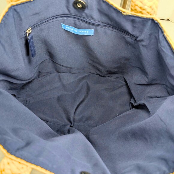 Draper James Woven Natural Raffia Jute Medium Lined Tote Bag w/Twilly Scarf - Picture 7 of 8